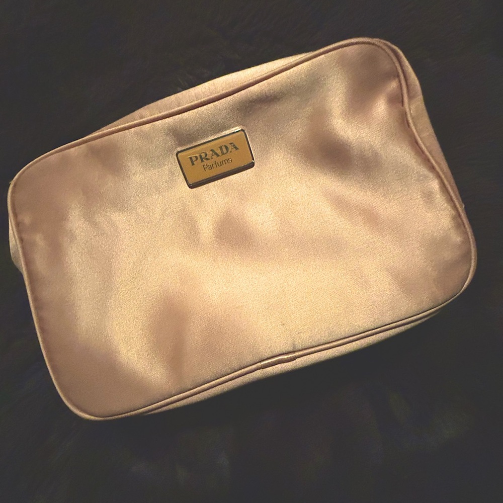 Rose Gold Prada Cosmetic Bag
